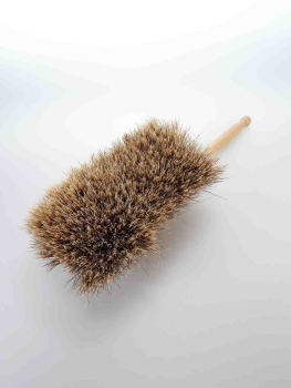 Preview: Fein-Handfeger Rosshaar braun geschlitzt mit weisser Spitze